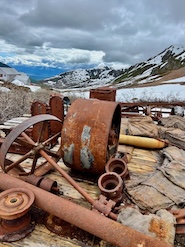 Old mining equipment in the mountains
